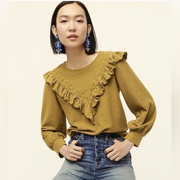 J. Crew Tops - J. Crew Mustard Ruffle Blouse